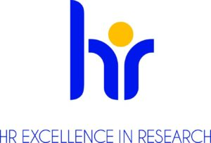 HR Excellence in Research Award logo of a blue 'hr' and a yellow dot above it.